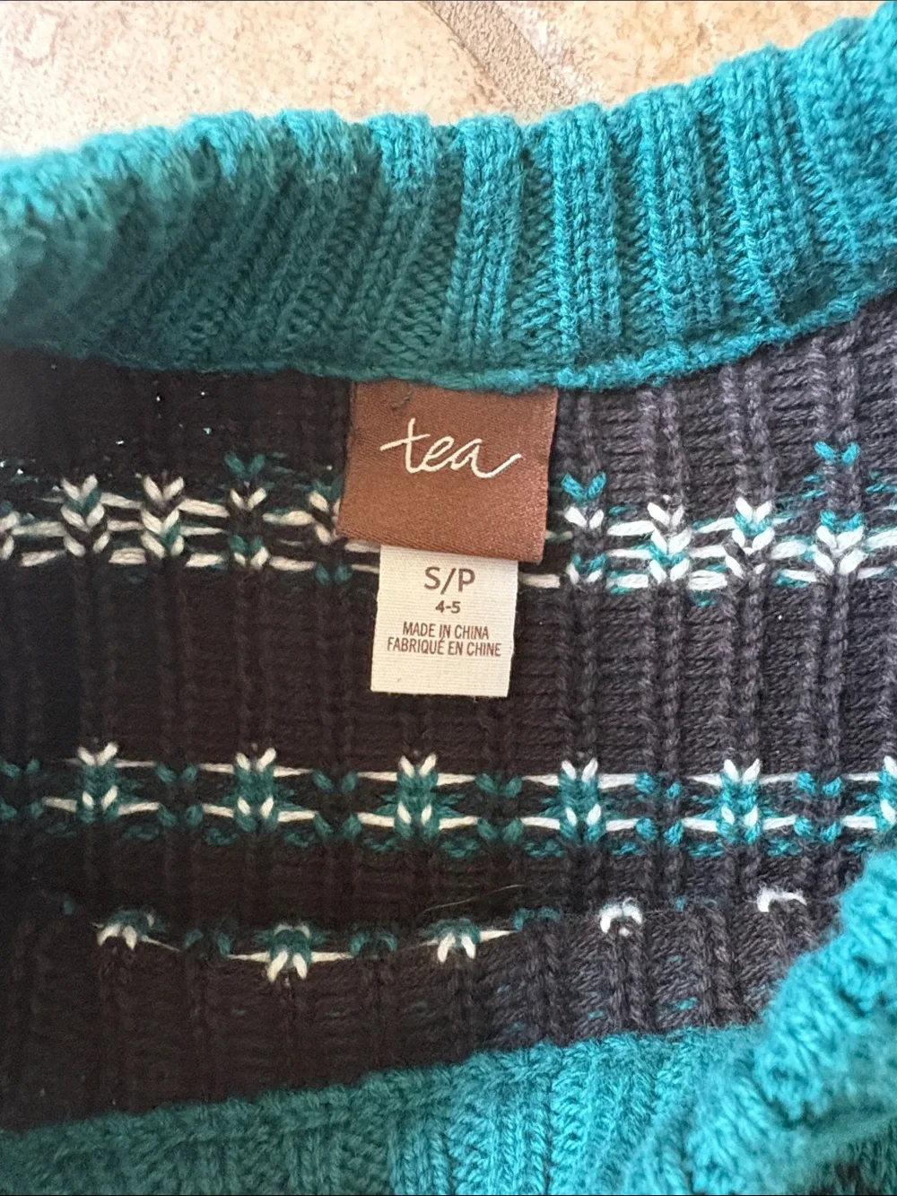 Tea Collection Teal Fair Isle Kids Sweater
